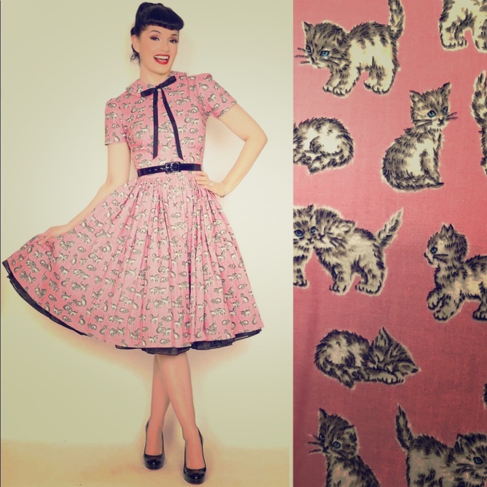 NWOT Bernie Dexter Darlene “Pink Kittens” Dress